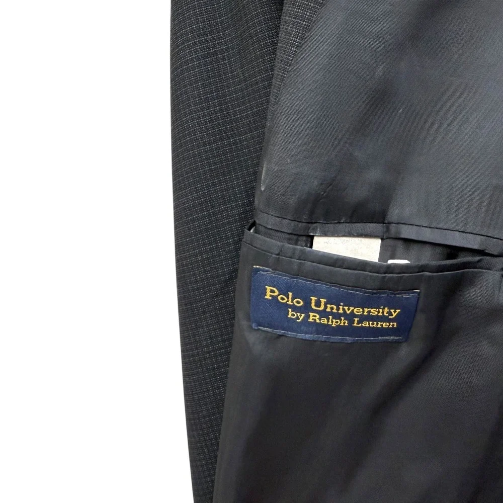 Polo University Mens Ralph Lauren Blazer Suit Jacket Wool 3 Button Gray Sz 44L
